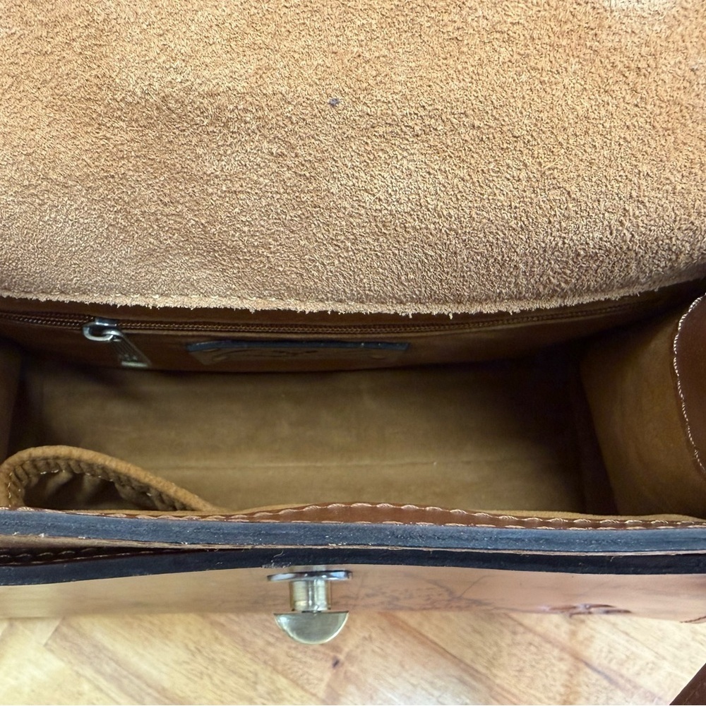 Patricia Nash Cassano Signature Map Leather Top Handle Crossbody - Picture 5 of 10